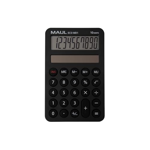 MAUL Taschenrechner Eco MD 1 | Solar Taschenrechner mit 10 Stellen und 5 Funktionen | Taschenrechner aus 60% recyceltem Kunststoff | Tischrechner für Büro, Schule | Blauer Engel/uz116 | Schwarz MAUL Taschenrechner Eco MD 1 | Solar Taschenrechner mit 10 Stellen und 5 Funktionen | Taschenrechner aus 60% recyceltem Kunststoff | Tischrechner für Büro, Schule | Blauer Engel/uz116 | Schwarz von Maul