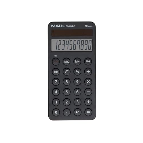 Maul Taschenrechner Eco MD 2 | Solarrechner mit 10 Stellen und 5 Funktionen | Smartphone Design für einfache Handhabung | Taschenrechner aus 80% recyceltem Kunststoff | Blauer Engel | Schwarz Maul Taschenrechner Eco MD 2 | Solarrechner mit 10 Stellen und 5 Funktionen | Smartphone Design für einfache Handhabung | Taschenrechner aus 80% recyceltem Kunststoff | Blauer Engel | Schwarz von Maul