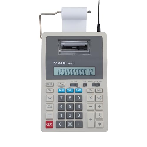 MAUL Tischrechner Printing MPP32 | druckender Rechner mit Allen wichtigen kaufmännischen Funktionen und 12-stelligem Display | 2-Farbiger Druck | 2 Zeilen/Sek | Netz- u. Batteriebetrieb | Grau MAUL Tischrechner Printing MPP32 | druckender Rechner mit Allen wichtigen kaufmännischen Funktionen und 12-stelligem Display | 2-Farbiger Druck | 2 Zeilen/Sek | Netz- u. Batteriebetrieb | Grau von Maul