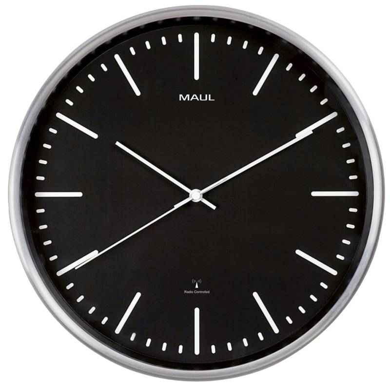MAUL Wanduhr/Funkuhr MAULfly, Durchmesser: 300 mm, silber von Maul