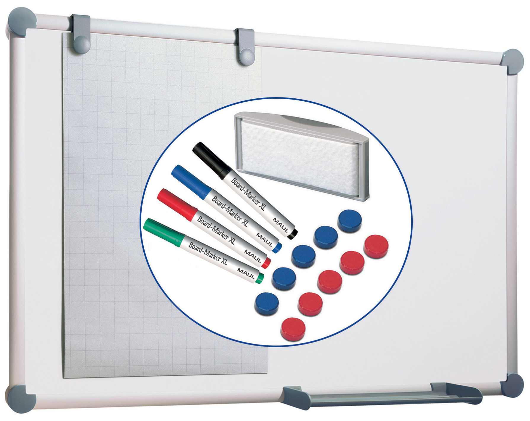 MAUL Weißwandtafel 2000 MAULpro - Komplett-Set, grau von Maul