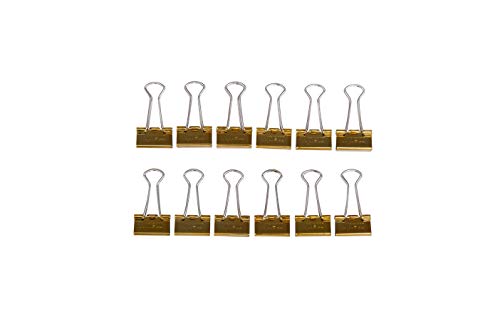 MAUL original mauly Klemmer (12 Stück) 19 mm | Befestigung mit 7 mm zum Klemmen von bis zu 70 Blatt Papier | vielseitig einsetzbar im Büro, als Küchen Gadgets und im Haushalt | Gold von Maul