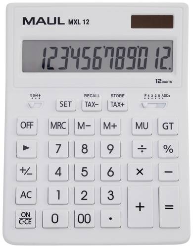 Maul MXL 12 Tischrechner Weiß Display (Stellen): 12 batteriebetrieben, solarbetrieben (B x H x T) 1 von Maul