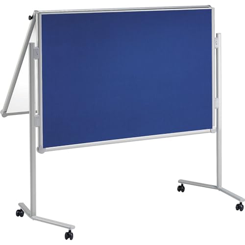 Maul Professionelle Moderationstafel 150 x 120cm, 1 Seite Whiteboard magnethaftend und beschreibbar Weiß, 1 Seite Pinntafel Textilboard, Blau, 6380782, 1 Stück von Maul