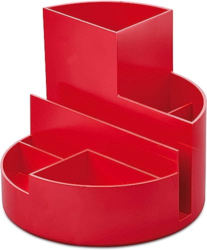 Maul Schreibtischorganizer MAULrundbox Eco | Organizer aus 85% recyceltem Kunststoff | zur Aufbewahrung von Stiften, Schere und Notizkarte | praktische Ablage für Büro und Schreibtisch | Rot von Maul