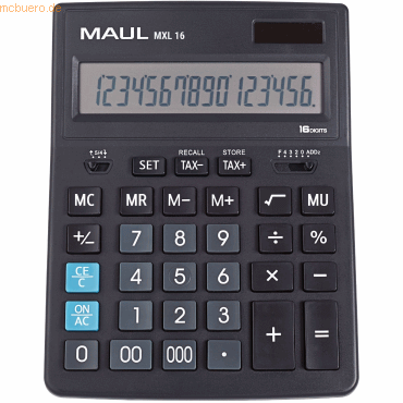 Maul Tischrechner MXL 16 Solar/Batterie 155x35mm schwarz von Maul
