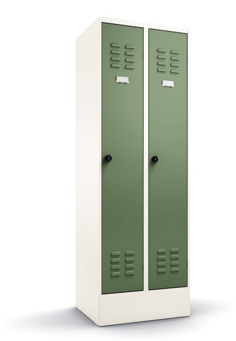 Mauser Garderobenschrank / Spind, Resedagrün, 5-abteilig von Mauser