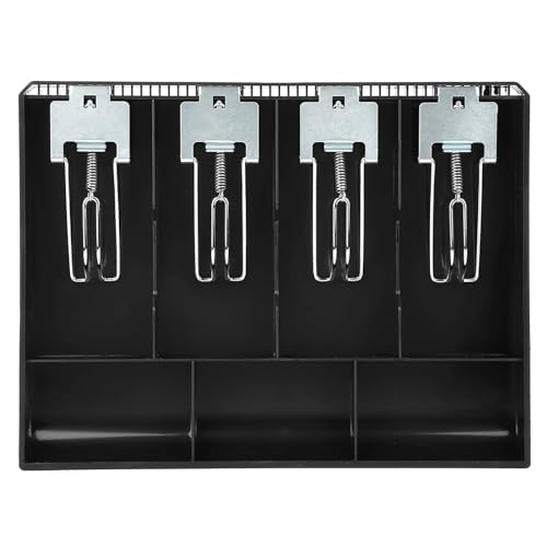 Bargeldschubladen Registereinsatzstaber Ersatzkasse Four Box mit Metallclip für Supermarkt Hotel Hospital Abs Black White Pink 32.2 * 24,5 * 3,5 cm (Black) von Mavaol