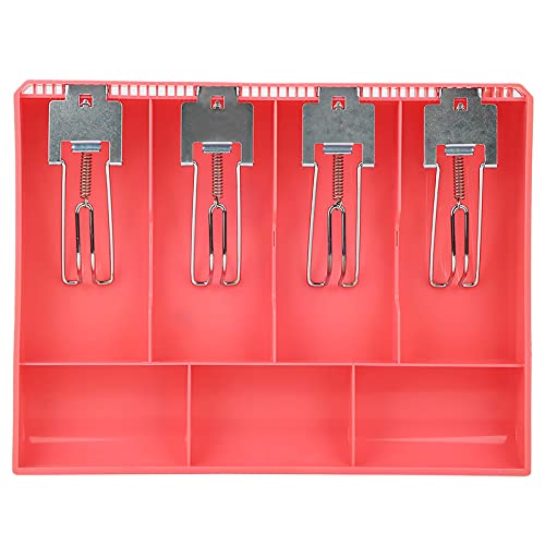 Bargeldschubladen Registereinsatzstaber Ersatzkasse Four Box mit Metallclip für Supermarkt Hotel Hospital Abs Black White Pink 32.2 * 24,5 * 3,5 cm (Pink) von Mavaol