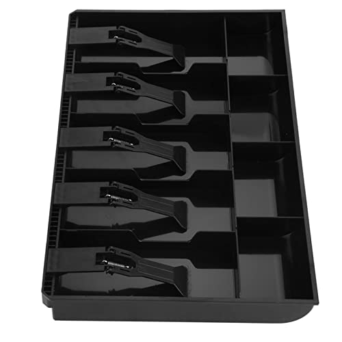 Fünf Grids Cash Drawer Register Einsatz Tablett Kassierer Tidy Storage Safe Box Tragbare Kompakt für Kasse Stempel Kleinmaterial Kunststoff Schwarz (Black) von Mavaol