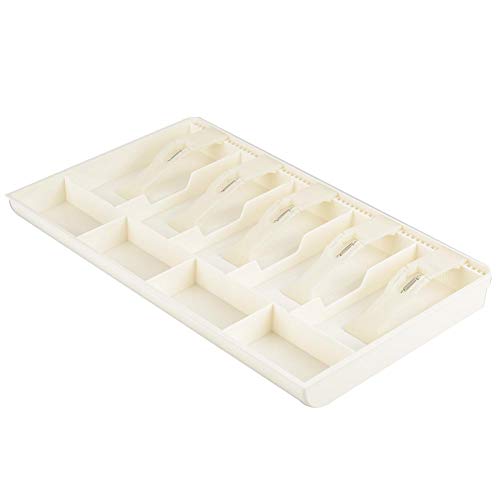 Fünf Grids Cash Drawer Register Einsatz Tablett Kassierer Tidy Storage Safe Box Tragbare Kompakt für Kasse Stempel Kleinmaterial Kunststoff Schwarz (White) von Mavaol