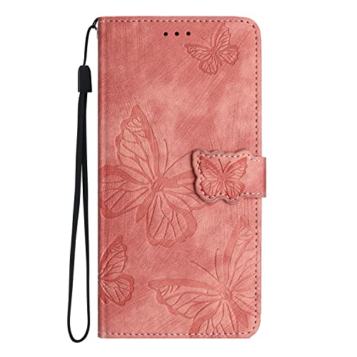 Mavis's Diary Hülle Galaxy A54 5G Wallet Cover Kompatibel mit Samsung Galaxy A54 5G, Elegant Geprägte PU Leder Folio Shell Kartenhalter Magnetisch Klapphülle für Frauen (Korallenrosa) von Mavis's Diary