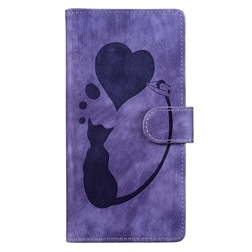 Mavis's Diary Schutzhülle für Samsung Galaxy A15, mit Kartenhalter, Handschlaufe, luxuriöses geprägtes Leder, Klappetui, kompatibel mit Samsung Galaxy A15, Violett von Mavis's Diary