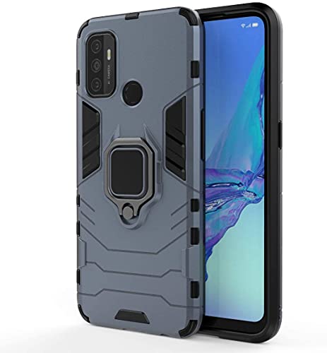 Hülle für Oppo A53 / Oppo A53s Drehbar Ringhalter Cover Magnet Bumper Handyhülle Case Stoßfest Doppelschichter Schutzhülle Outdoor Shock Absorption Mit Ring (Marineblau) von Max Power Digital