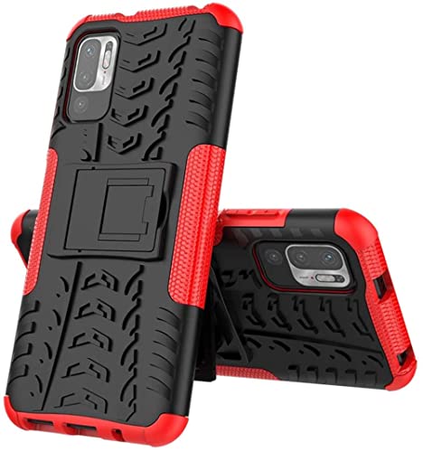 Hülle für Xiaomi Poco M3 Pro/Redmi Note 10 5G Schutzhülle Bumper Handyhülle Case Cover Stoßfest Doppelschichter Outdoor Shock Absorption 360 Grad (Xiaomi Poco M3 Pro/Note 10 5G, Rot) von Max Power Digital