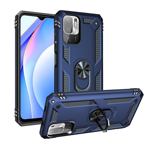 Hülle für Xiaomi Poco M3 Pro 5G/Redmi Note 10 5G Standfunktion Drehbar Ringhalter 360 Grad Case Cover Magnet Bumper Handyhülle Outdoor Hart Mit Ring (Xiaomi Poco M3 Pro 5G/Redmi Note 10 5G, Blau) von Max Power Digital