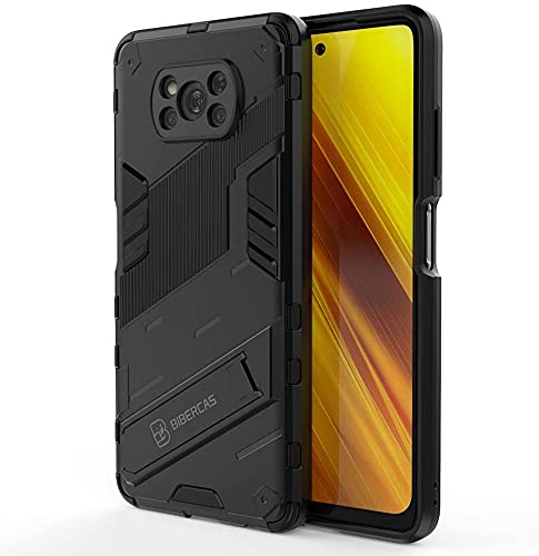 Hülle für Xiaomi Poco X3 NFC/Poco X3 Pro Case Cover Magnet Bumper mit Ständer Handyhülle Schutzhülle Outdoor Stoßfest Halterung Smartphone Hardcase Shockproof (Xiaomi Poco X3, Schwarz) von Max Power Digital