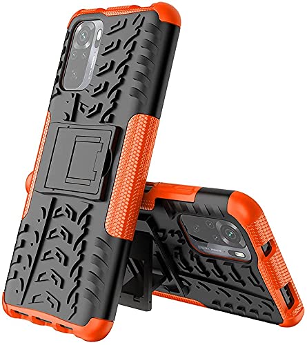 Hülle für Xiaomi Redmi Note 10/Redmi Note 10s Schutzhülle Bumper Handyhülle Case Cover Stoßfest Doppelschichter Outdoor Shock Absorption 360 Grad (Xiaomi Redmi Note 10/Redmi Note 10s, Orange) von Max Power Digital