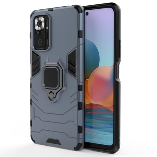 Hülle für Xiaomi Redmi Note 10 Pro/Note 10 Pro Max Drehbar Ringhalter Cover Magnet Bumper Handyhülle Case Stoßfest Doppelschichter Schutzhülle Outdoor Shock Absorption Mit Ring (Marineblau) von Max Power Digital
