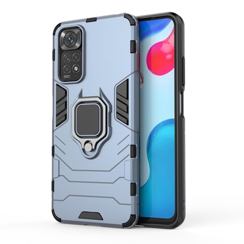Hülle für Xiaomi Redmi Note 11/Redmi Note 11s Drehbar Ringhalter Cover Magnet Bumper Handyhülle Case Stoßfest Doppelschichter Schutzhülle Outdoor Shock Absorption Mit Ring (Marineblau) von Max Power Digital