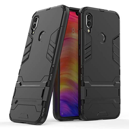 Hülle für Xiaomi Redmi Note 7/Redmi Note 7 Pro Standfunktion Handyhülle Stoßfeste Doppelschichter Schutzhülle Bumper Case Cover Outdoor Hart Hardcase mit Ständer (Xiaomi Redmi Note 7, Schwarz) von Max Power Digital