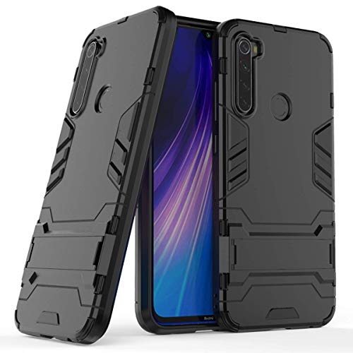 Hülle für Xiaomi Redmi Note 8 Standfunktion Handyhülle Stoßfeste Doppelschichter Schutzhülle Bumper Case Cover Outdoor Hart Hardcase Shock Absorption mit Ständer (Xiaomi Redmi Note 8, Schwarz) von Max Power Digital