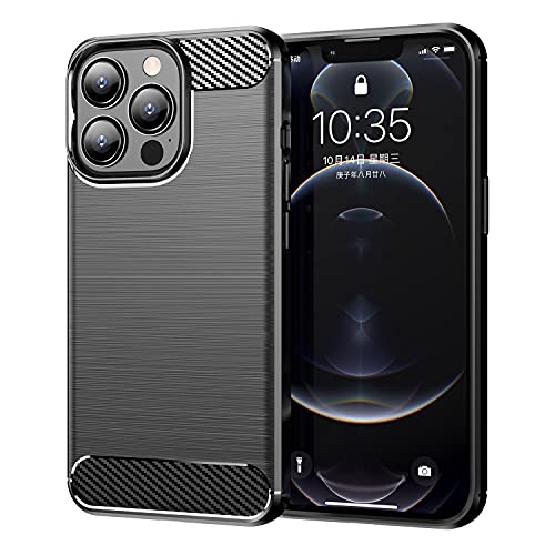 Hülle für iPhone 13 Pro Max Carbon Cover Schutzhülle Handyhülle Silikon Case Stoßfest Kratzfeste Schutzhülle Schwarz Cover Shock [Kabellose Aufladung Kompatibel] (iPhone 13 Pro Max) von Max Power Digital