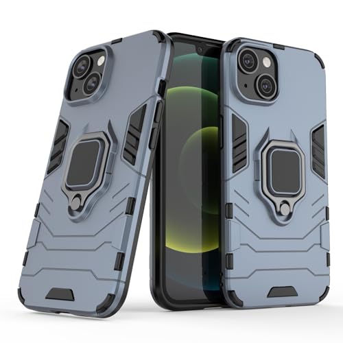 Hülle für iPhone 14 Drehbar Ringhalter Cover Magnet Bumper Handyhülle Case Stoßfest Doppelschichter Schutzhülle Outdoor Shock Absorption Mit Ring (iPhone 14, Marineblau) von Max Power Digital