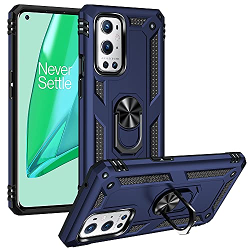 Max Power Digital Hülle für Oneplus 9 Pro Standfunktion Drehbar Ringhalter 360 Grad Case Cover Magnet Bumper Handyhülle Outdoor Hart Hardcase Mit Ring (Oneplus 9 Pro, Blau) von Max Power Digital