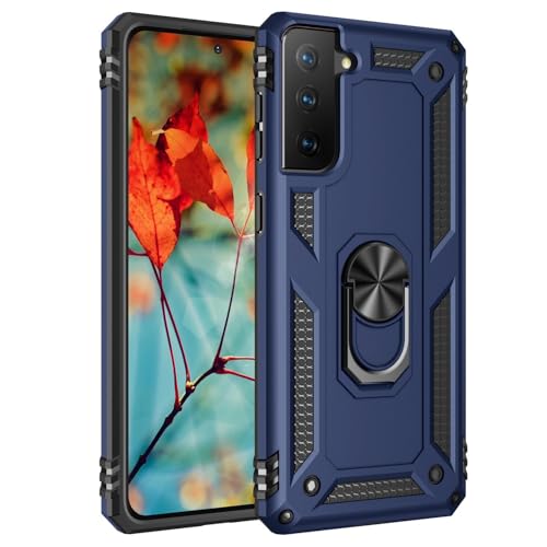 Max Power Digital Hülle für Samsung Galaxy S21 FE 5G Standfunktion Drehbar Ringhalter 360 Grad Case Cover Magnet Bumper Handyhülle Outdoor Hart Hardcase Mit Ring (Blau) von Max Power Digital