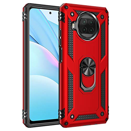 Max Power Digital Hülle für Xiaomi Mi 10T Lite Standfunktion Drehbar Ringhalter 360 Grad Case Cover Magnet Bumper Handyhülle Outdoor Hart Hardcase Mit Ring (Xiaomi Mi 10T Lite, Rot) von Max Power Digital