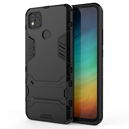Max Power Digital Hülle für Xiaomi Redmi 9C Standfunktion Handyhülle Stoßfeste Doppelschichter Schutzhülle Bumper Case Cover Outdoor Hart Hardcase mit Ständer (Xiaomi Redmi 9C, Schwarz) von Max Power Digital