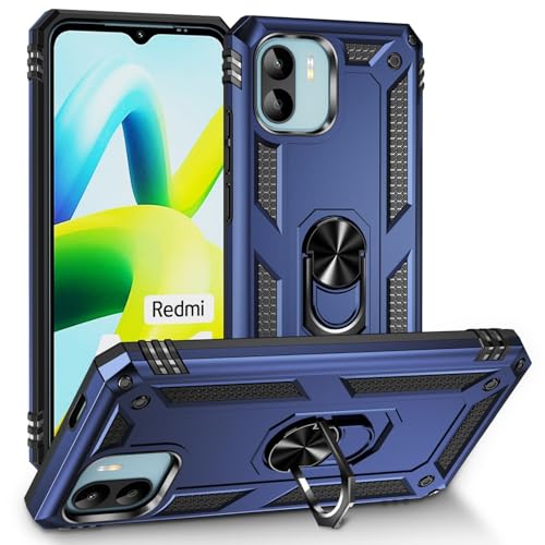 Max Power Digital Hülle für Xiaomi Redmi A1 / Redmi A2 Standfunktion Drehbar Ringhalter 360 Grad Case Cover Magnet Bumper Handyhülle Outdoor Hart Hardcase Mit Ring (Xiaomi Redmi A1/A2, Blau) von Max Power Digital