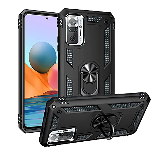 Max Power Digital Hülle für Xiaomi Redmi Note 10 Pro Standfunktion Drehbar Ringhalter 360 Grad Case Cover Magnet Bumper Handyhülle Outdoor Hart Hardcase Mit Ring (Xiaomi Redmi Note 10 Pro, Schwarz) von Max Power Digital