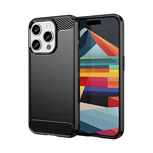 Max Power Digital Hülle für iPhone 15 Pro Carbon Cover Schutzhülle Handyhülle Silikon Case Stoßfest Kratzfeste Schutzhülle Schwarz Cover Shock [Kabellose Aufladung Kompatibel] (iPhone 15 Pro) von Max Power Digital