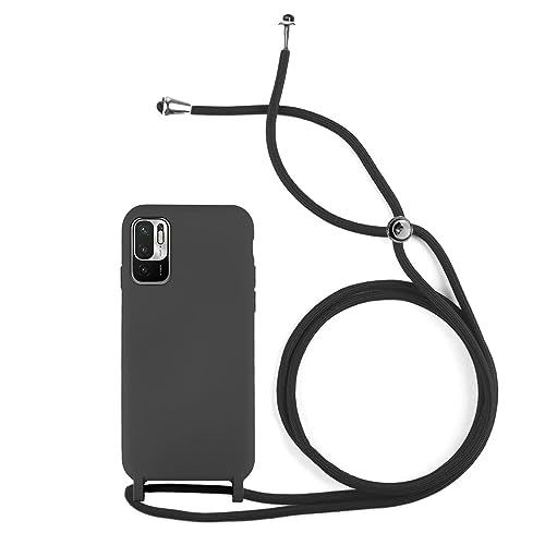 Max Power Digital Hülle mit Band für Xiaomi Redmi Note 11 / Redmi Note 11s Weiche Silikontasche mit Schnur und Kordel zum Umhängen, handyhülle mit Kette, Lanyard Cover Case with Strap (Schwarz) von Max Power Digital