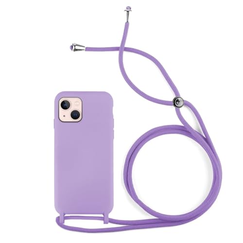 Max Power Digital Hülle mit Band für iPhone 13 Mini Weiche Silikontasche mit Schnur und Kordel zum Umhängen, handyhülle mit Kette, Lanyard Cover Case with Strap (Lila) von Max Power Digital