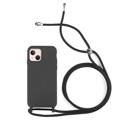 Max Power Digital Hülle mit Band für iPhone 14 Plus Weiche Silikontasche mit Schnur und Kordel zum Umhängen, handyhülle mit Kette, Lanyard Cover Case with Strap (Schwarz) von Max Power Digital