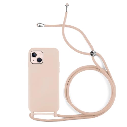 Max Power Digital Hülle mit Band für iPhone 15 Pro Weiche Silikontasche mit Lanyard - Aufhängemöglichkeit am Hals (iPhone 15 Pro, Nude) von Max Power Digital