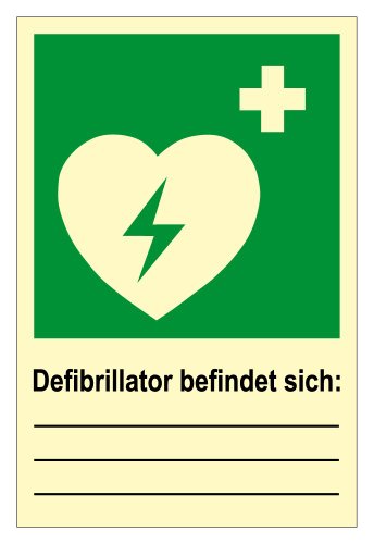 Rettungswegschild aus Kunststoff - Rettungswegzeichen - Defibrillator befindet sich: - - 20 x 30 cm von Max Systems