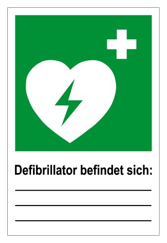 Rettungswegschild aus Kunststoff - Rettungswegzeichen - Defibrillator befindet sich: - - 30 x 45 cm von Max Systems