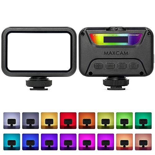 MAXCAM RGB buntes Videolicht auf Kamera, 0-360 Grad Vollfarbe, 2500K- 9000K Farbtemperatur Optionen, LED Bunte Atmosphäre Lampe von MaxCam