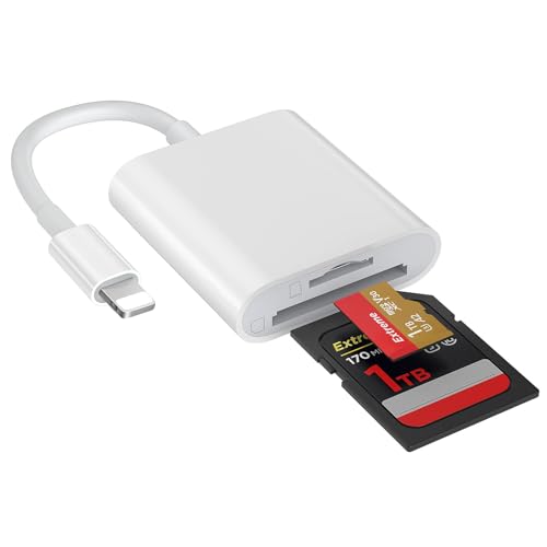 MaxRenard Dual-Slot-SD-Kartenleser für iPhone i-Pad, 2-in-1-Speicherkartenleser-Adapter, unterstützt SDund TF-Karten, Track-Kamera-Viewer, Spiel-SD-Kartenadapter, geeignet für iPho von MaxRenard