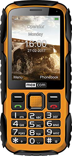 MaxCom Mobiltelefon Seniorenhandy IP67 Bluetooth 2, 8 Zoll Display 2MP Kamera FM Radio und Taschenlampe Gold mm920 3G von Maxcom