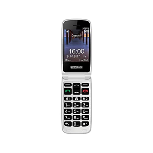 Maxcom Comfort MM824 Mobiltelefon, mit großen Tasten, SIM-frei, Dual-Display, 2G, UK-Clamshell – Schwarz von Maxcom