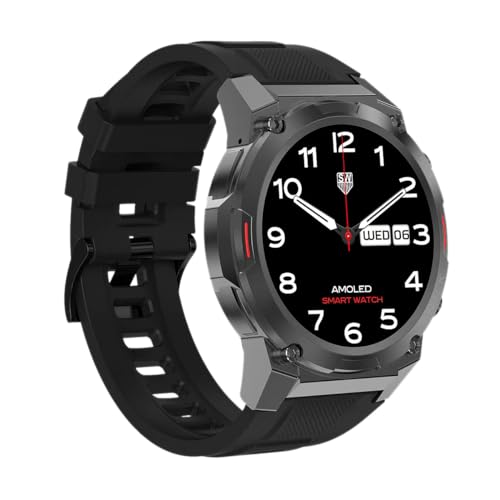 Maxcom - FW63 Cobalt Pro Smartwatch - Fitness- und Sportuhr - Männer - Wasserfest - mit Blutdruck-, Herzfrequenz-, Schlafüberwachung - Robust - Extra Starker Akku - Rund - mit Gummiband - Schwarz von Maxcom