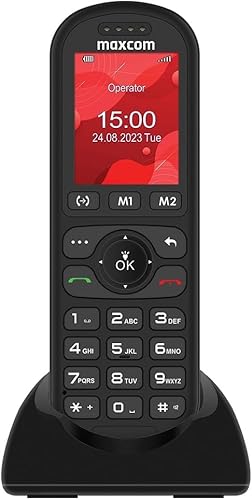 Maxcom MM39D-SE schnurloses Mobiltelefon für Zuhause und Büro, mit SIM-Karte, kein Festnetz erforderlich, USB-C-Desktop-Ladegerät, UK-Stecker, Schwarz von Maxcom