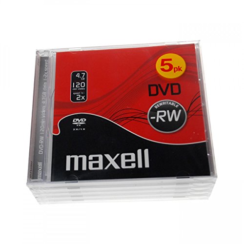 MAXELL DVD-RW 4.7GB überschreibbar 2x Speed im 5er Jewel Case von Maxell