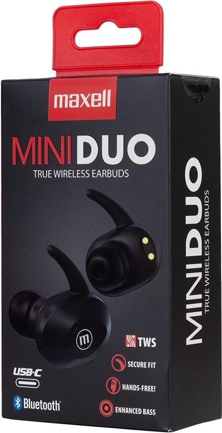 MAXELL MINI DUO Kabellose In-Ear-Kopfhörer mit Ladetasche Schwarz (MAXELL MINI DUO) von Maxell