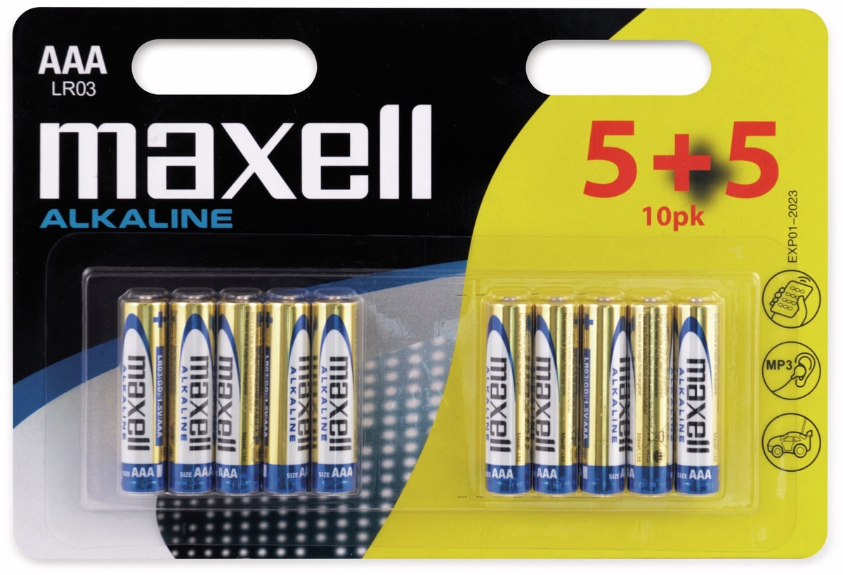 MAXELL Micro-Batterie Alkaline, AAA. LR03, 10 Stück von Maxell